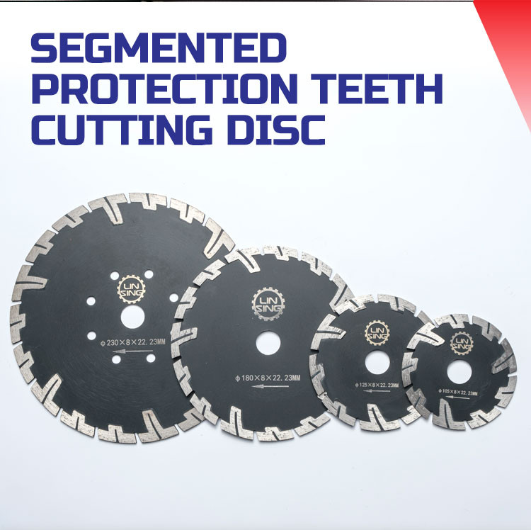 Segmented protection teeth cutting disc