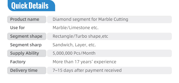 diamond segment for marble