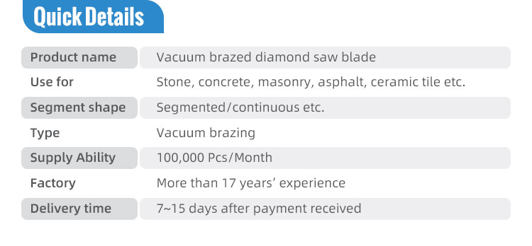 vacuum brazed diamond cutting blade