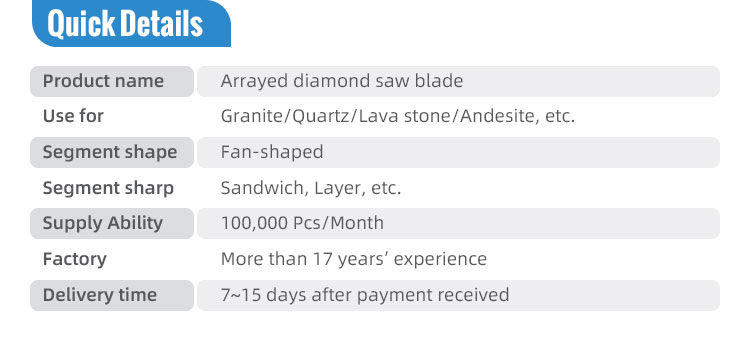 Arrayed diamond saw blade